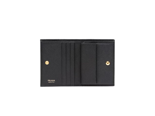 Prada Prada Small Saffiano Leather Wallet With Metal Lettering Logo Black - view 4