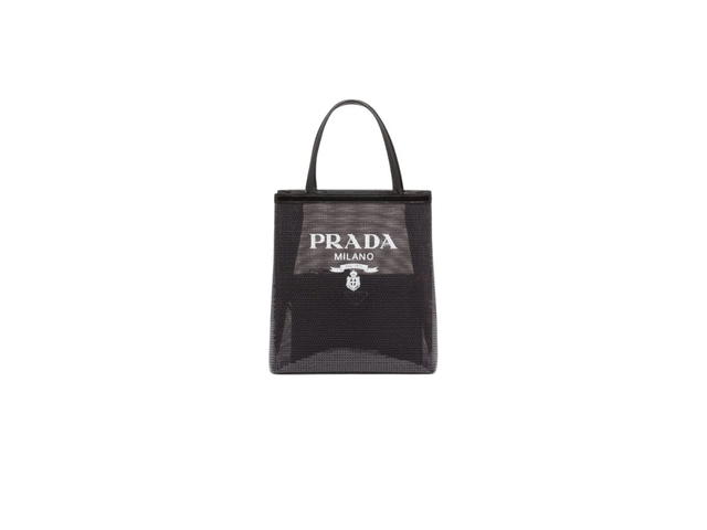 Prada Prada Small Sequined Mesh Tote Bag With Metal Hardware Black - view 1