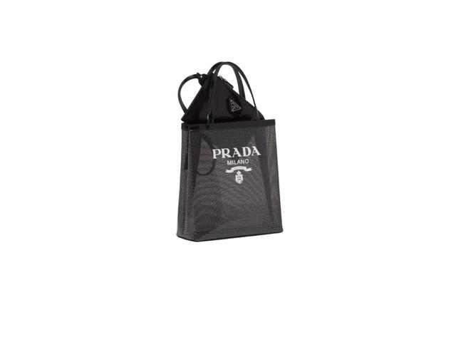 Prada Prada Small Sequined Mesh Tote Bag With Metal Hardware Black - view 3
