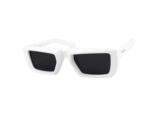 Prada Prada SPR-24Y-461-5S0-55 Sunglasses In White Acetate Frame With Lettering Logo Black Lenses - view 1