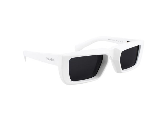 Prada Prada SPR-24Y-461-5S0-55 Sunglasses In White Acetate Frame With Lettering Logo Black Lenses - view 3