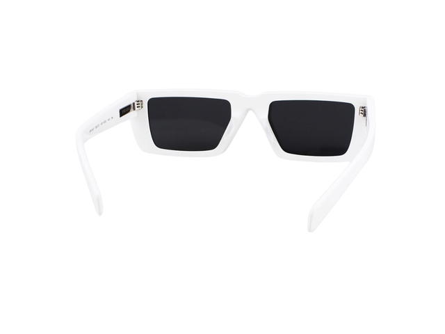 Prada Prada SPR-24Y-461-5S0-55 Sunglasses In White Acetate Frame With Lettering Logo Black Lenses - view 4
