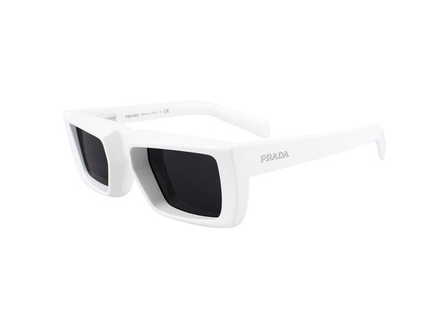 Prada Prada SPR-24Y-461-5S0-55 Sunglasses In White Acetate Frame With Lettering Logo Black Lenses - view 5