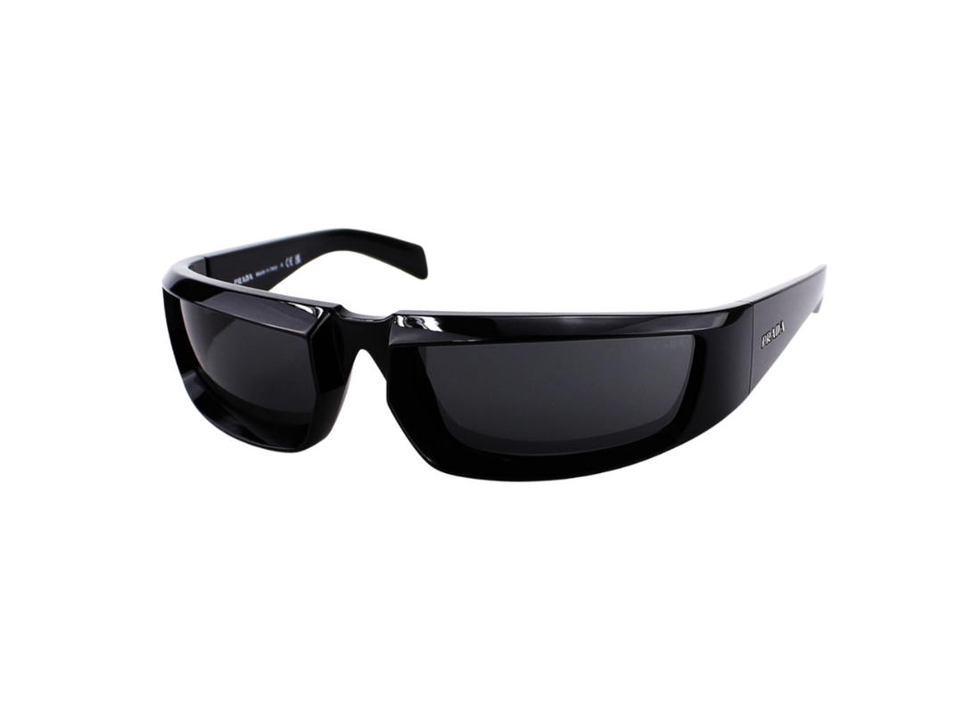 Prada Prada SPR-25Y-1AB-5S0-63 Sunglasses In Black Acetate Frame With Lettering Logo Black Lenses