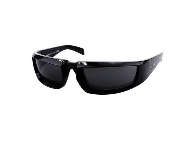 Prada Prada SPR-25Y-1AB-5S0-63 Sunglasses In Black Acetate Frame With Lettering Logo Black Lenses - view 1