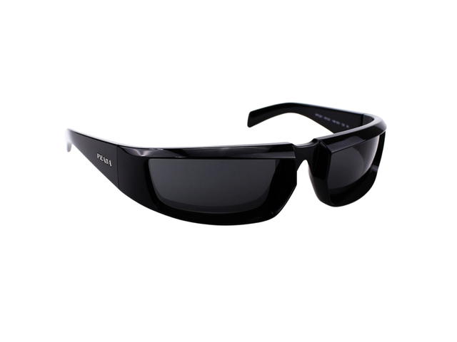 Prada Prada SPR-25Y-1AB-5S0-63 Sunglasses In Black Acetate Frame With Lettering Logo Black Lenses - view 3