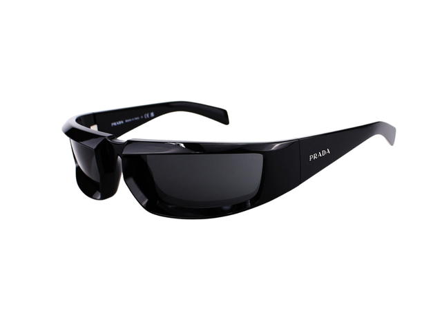 Prada Prada SPR-25Y-1AB-5S0-63 Sunglasses In Black Acetate Frame With Lettering Logo Black Lenses - view 5