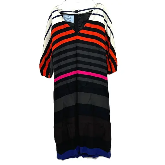 Buy PRADA Stripped Short sleeve Dress Multicolore at Sasom – Authentic and Ready to Ship