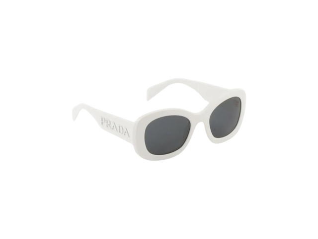Prada Prada Sunglasses In Logo Embossed Oversize Frame With Acetate Chalk White - view 2