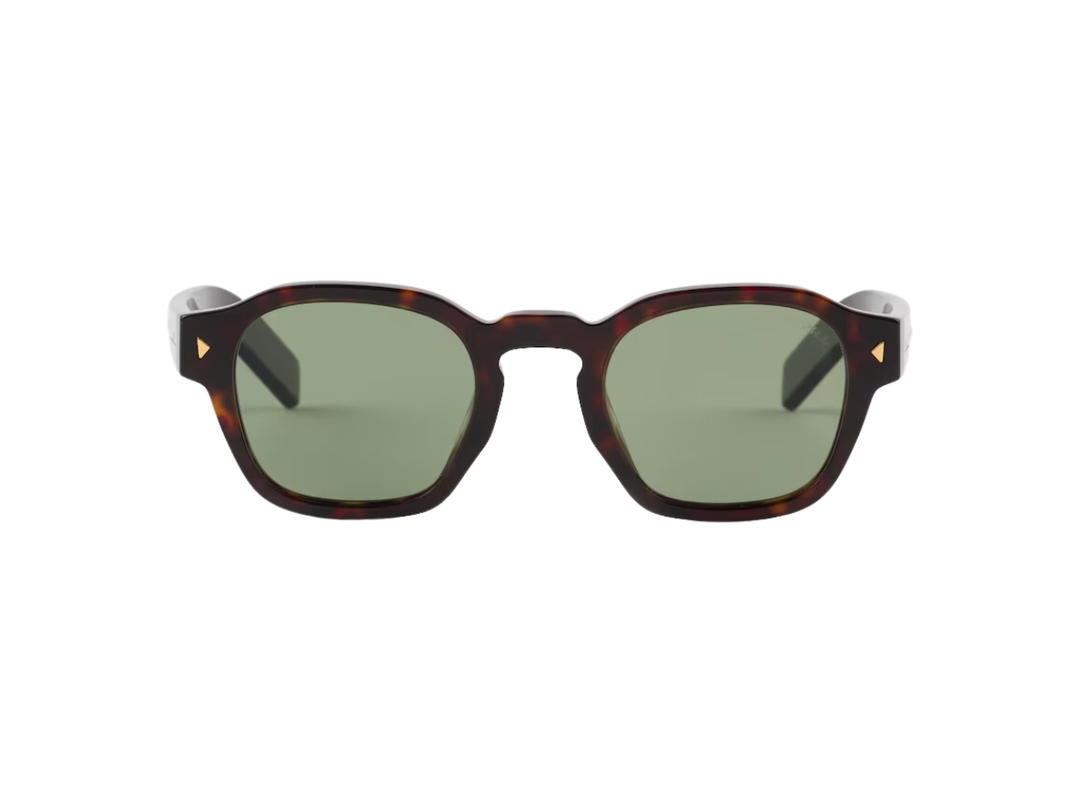 Prada Prada Sunglasses With Iconic Metal Plaque In Briarwood Tortoiseshell Recycled Bio-Acetate Frame With Willow Green Lenses