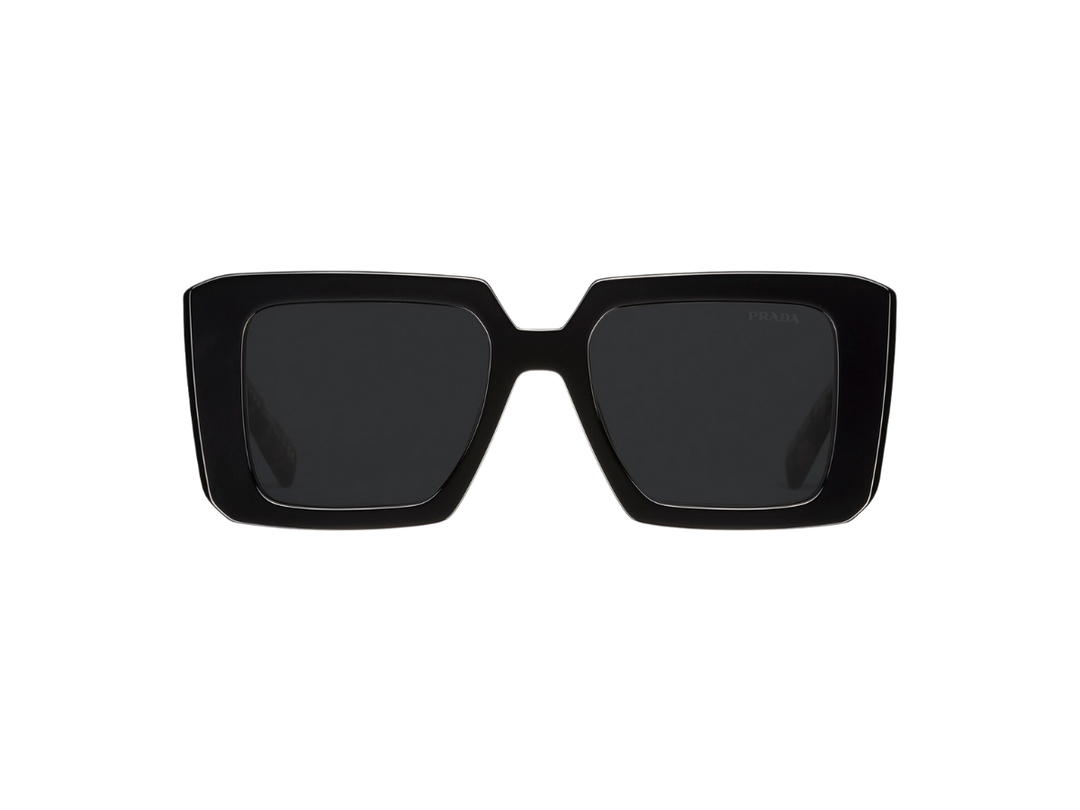 Prada Prada Sunglasses With The Prada Logo In Bold Geometric Lines And Distinctive Havana Nuances Define The Frame With A Square Frame Front Black
