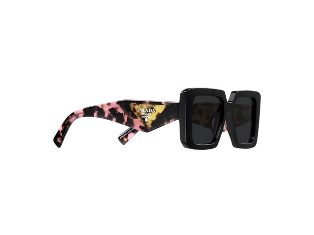 Prada Prada Sunglasses With The Prada Logo In Bold Geometric Lines And Distinctive Havana Nuances Define The Frame With A Square Frame Front Black - view 2