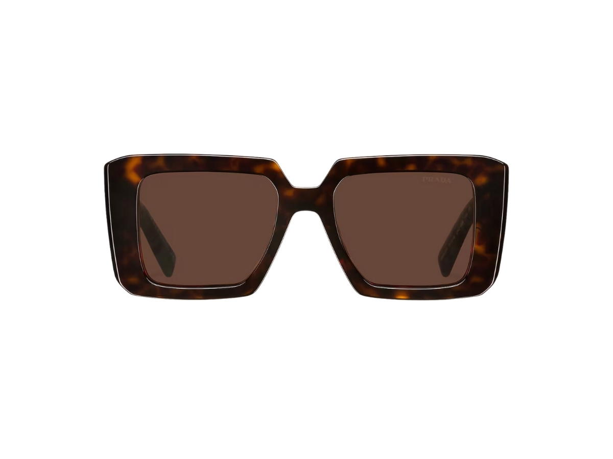 Prada Prada Sunglasses With The Prada Logo In Bold Geometric Lines And Distinctive Havana Nuances Define The Frame With A Square Frame Front Tortoiseshell