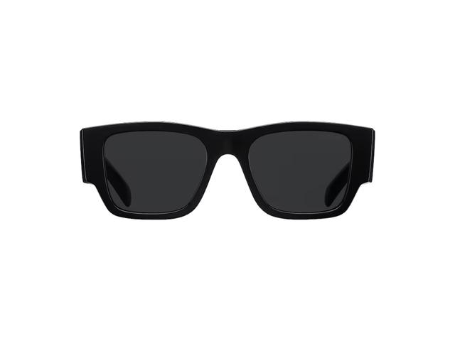 Prada Prada Sunglasses With Triangle Logo In Black Acetate Frame With Slate Gray Lenses - view 1