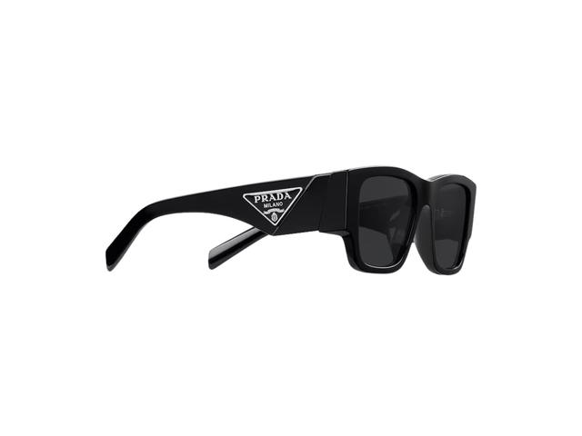 Prada Prada Sunglasses With Triangle Logo In Black Acetate Frame With Slate Gray Lenses - view 2
