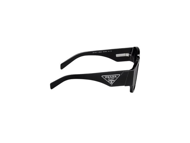 Prada Prada Sunglasses With Triangle Logo In Black Acetate Frame With Slate Gray Lenses - view 3