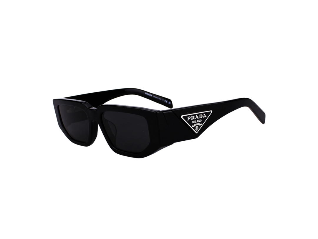Prada Prada Sunglasses With Triangle Logo In Black Frame With Dark Grey Lenses
