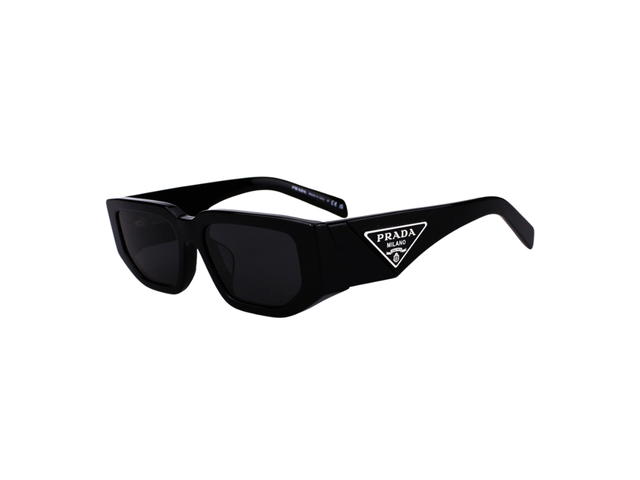 Prada Prada Sunglasses With Triangle Logo In Black Frame With Dark Grey Lenses - view 1