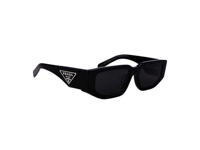 Prada Prada Sunglasses With Triangle Logo In Black Frame With Dark Grey Lenses - view 3