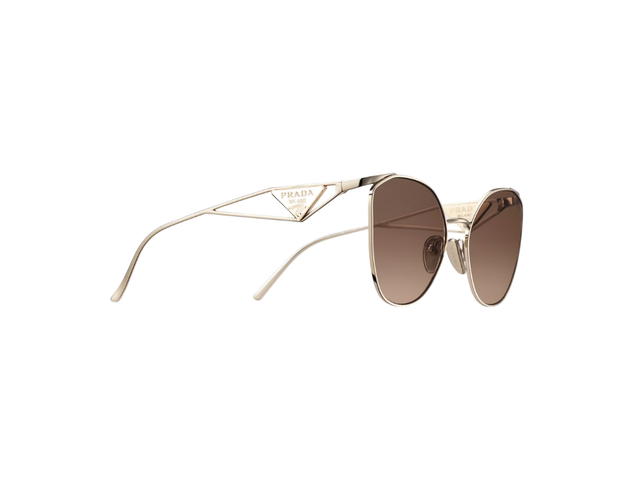 Prada Prada Sunglasses With Triangle Logo In Oversized Slightly Cat Eye Frame Front Is Paired Refined Open Temples Decorated With The Iconic Triangle Logo Pale Gold - view 2