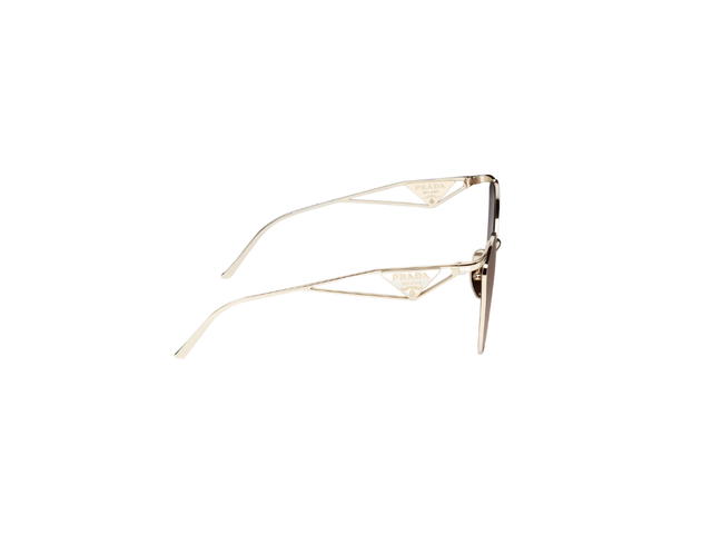Prada Prada Sunglasses With Triangle Logo In Oversized Slightly Cat Eye Frame Front Is Paired Refined Open Temples Decorated With The Iconic Triangle Logo Pale Gold - view 3
