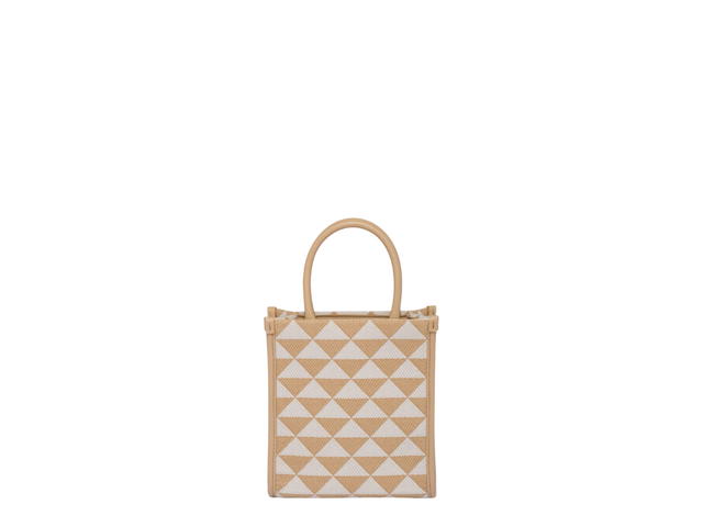 Prada Prada Symbole Embroidered Fabric Mini Bag In Saffiano Leather With Gold Metal Hardware Beige Chalk White - view 2