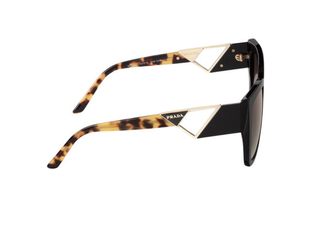 Prada Prada Symbole Sunglasses In Black-Havana Acetate Frame-Gold Metal Logo With Brown Gradient Lens - view 3