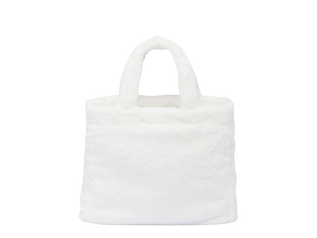 Prada Prada Terry Tote Bag In Re-Nylon Logo-Print Lining With Zipper Pocket White-Black - view 2