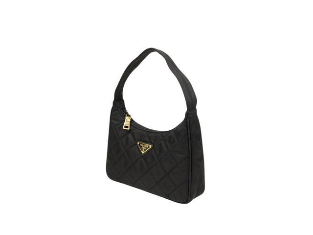 Prada Prada Triangle Hobo Bag In Nylon Quilted With Enameled Metal Triangle Logo Black - view 2