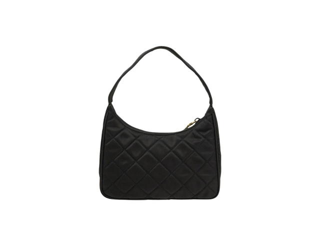 Prada Prada Triangle Hobo Bag In Nylon Quilted With Enameled Metal Triangle Logo Black - view 3