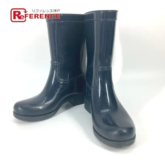 Buy PRADA triangle logo plate rain boots shoes rubber Navy at Sasom – Authentic and Ready to Ship