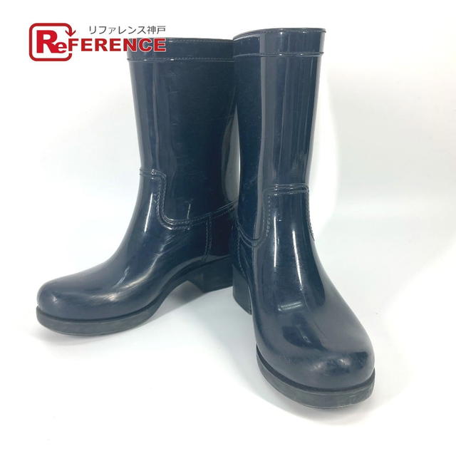 Prada PRADA triangle logo plate rain boots shoes rubber Navy - view 1