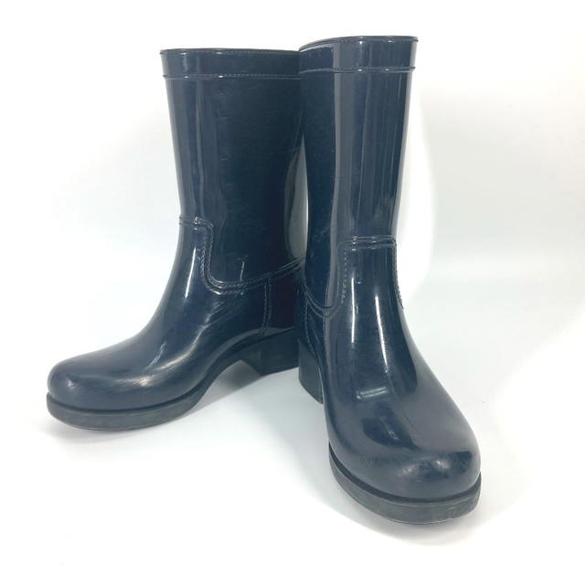 Prada PRADA triangle logo plate rain boots shoes rubber Navy - view 2