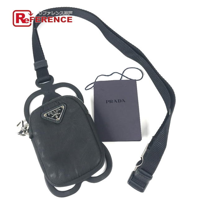 Prada PRADA triangle logo Smartphone pouch iPhone case with neck strap Mobile case - view 1