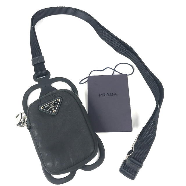 Prada PRADA triangle logo Smartphone pouch iPhone case with neck strap Mobile case - view 2
