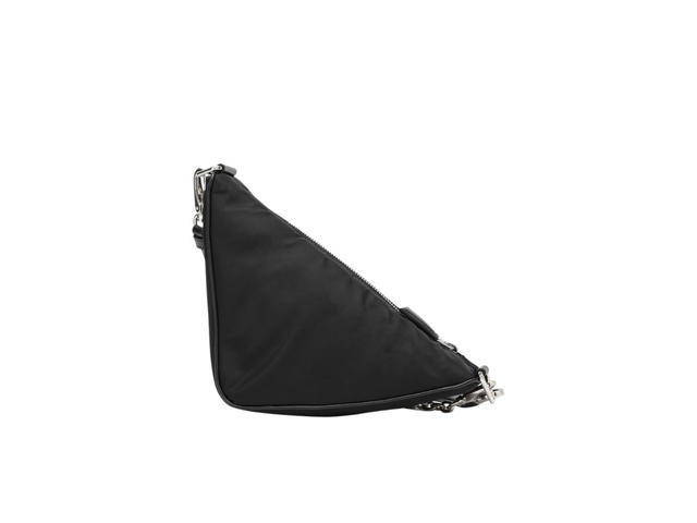 Prada Prada Triangle Re-Nylon Shoulder Bag In Nylon And Saffiano Leather With Enameled Metal Triangle Logo Black - view 2