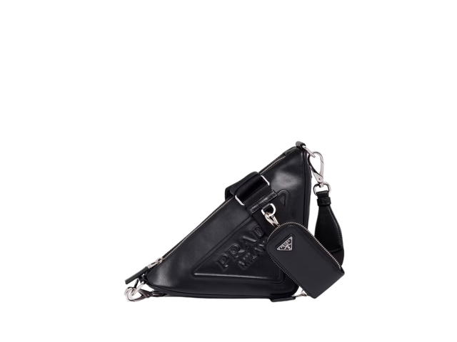 Prada Prada Triangle Shoulder Bag In Leather With Metal Hardware Black - view 1