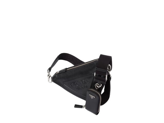 Prada Prada Triangle Shoulder Bag In Leather With Metal Hardware Black - view 3