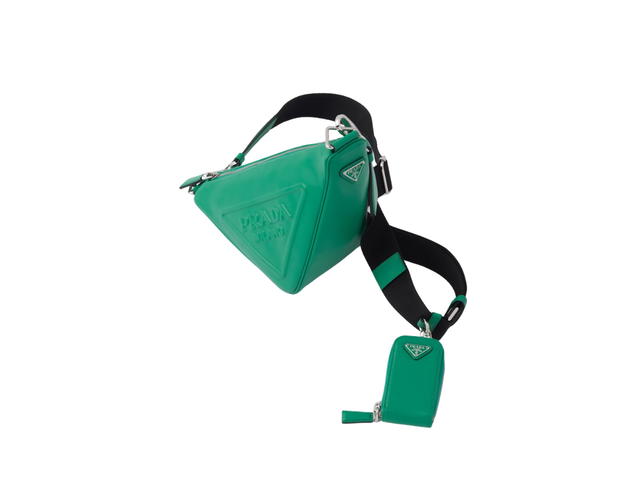 Prada Prada Triangle Shoulder Bag In Leather With Metal Hardware Mango - view 3