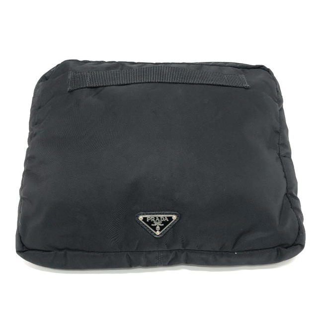 Prada PRADA Triangular plate Clutch Bag Pouch Nylon Black/SilverHardware - view 1