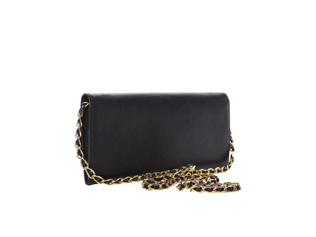 Prada Prada Wallet On Chain In Saffiano Leather With Gold Metal Hardware Black - view 2