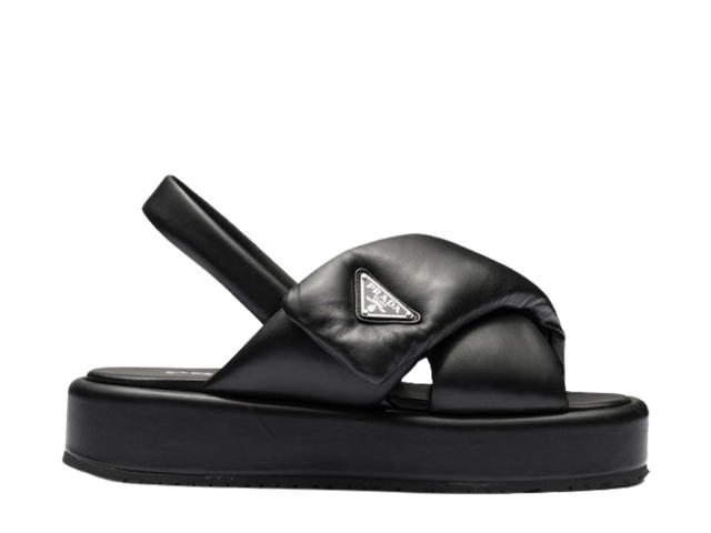 Prada Prada Wedge Sandals In Soft Padded And Nappa Leather Black - view 1