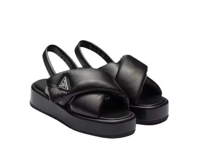 Prada Prada Wedge Sandals In Soft Padded And Nappa Leather Black - view 2