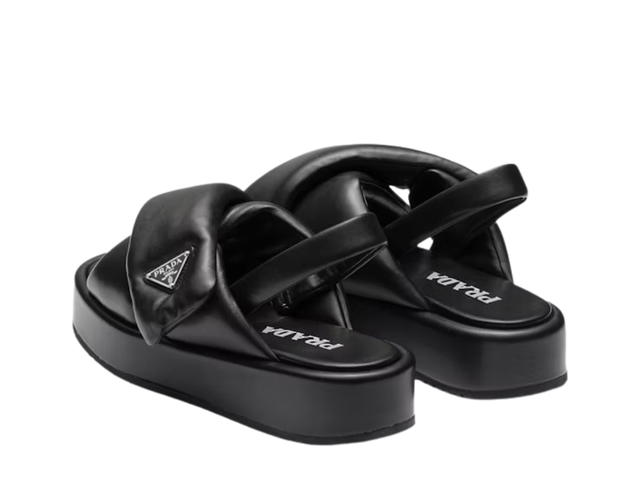Prada Prada Wedge Sandals In Soft Padded And Nappa Leather Black - view 3