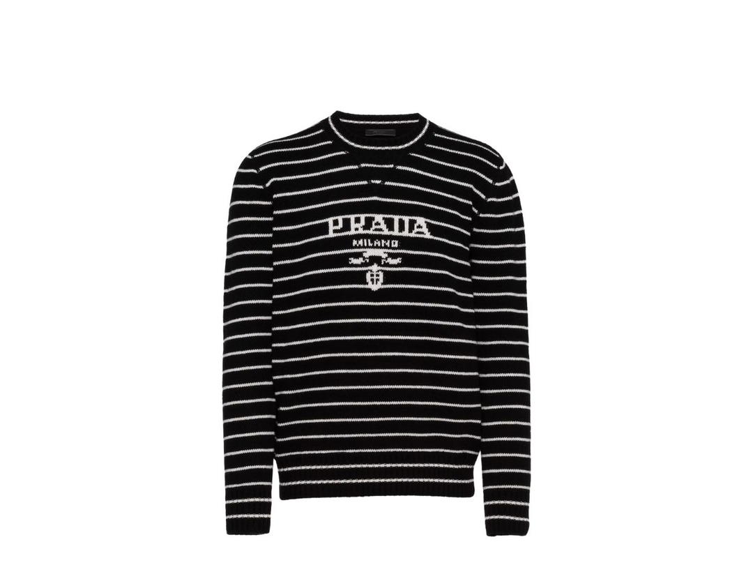 Prada Prada Wool And Cashmere Crew-Neck Sweater Black-White