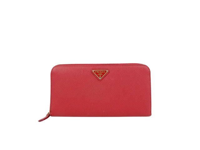 Prada Prada Zippy Long Wallet In Saffiano Leather With Enameled Metal Triangle Logo Fiery Red - view 1