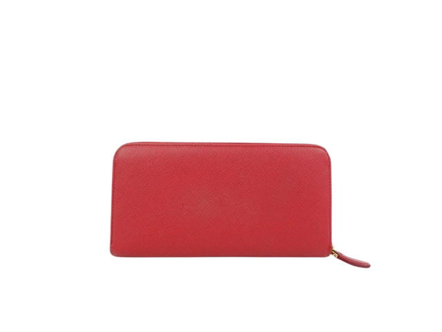 Prada Prada Zippy Long Wallet In Saffiano Leather With Enameled Metal Triangle Logo Fiery Red - view 2