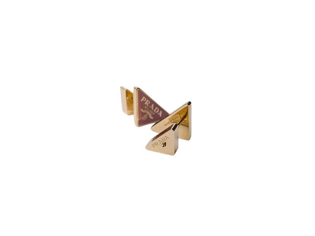 Prada Prada Enameled Metal Earrings Pink Gold - view 2