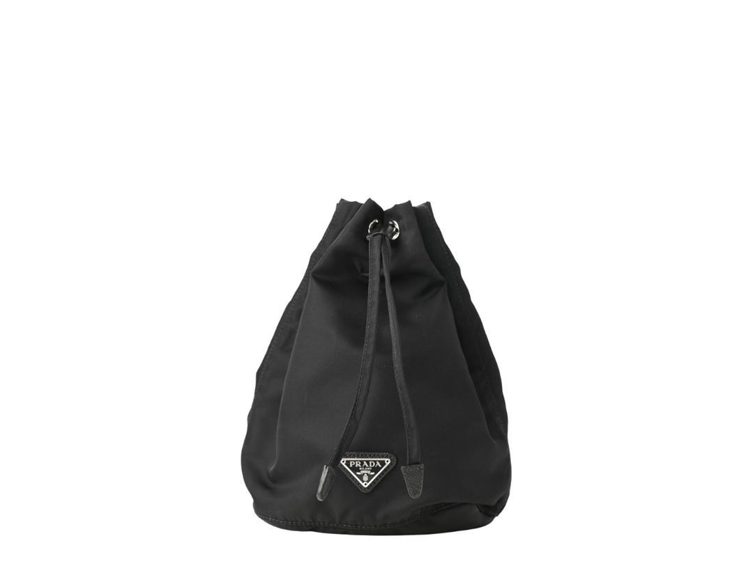 Prada Prada Bucket Bag In Black Nylon With Silver Hardware