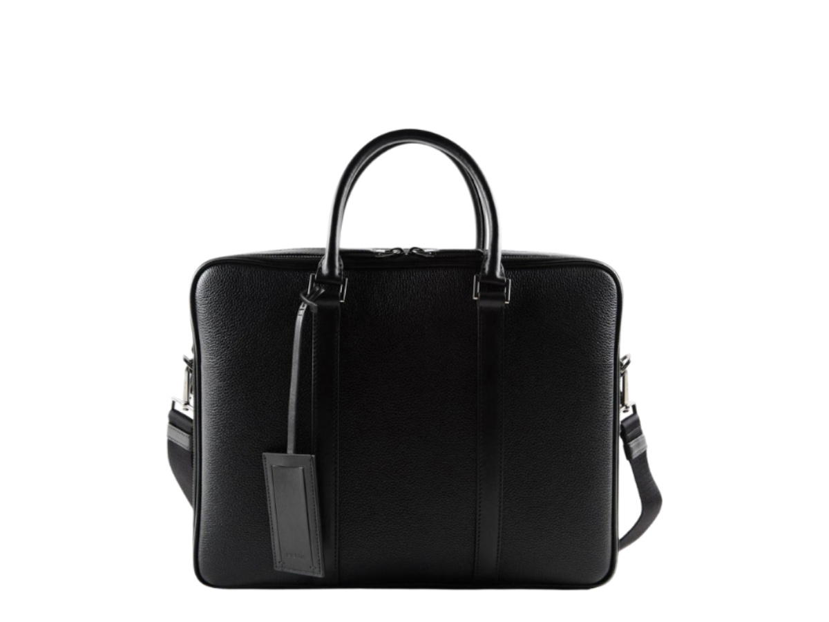 Prada Prada Grained Leather Briefcase Black